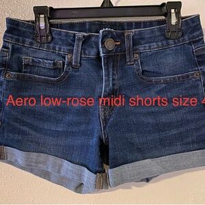 AERO Blue Jean Shorts with Cuffed Hems and Stretch